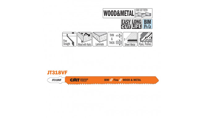 5 JIG SAW BLADES BIM 132x1.7-2.6x10-15TPI (FINE) WOOD/METAL