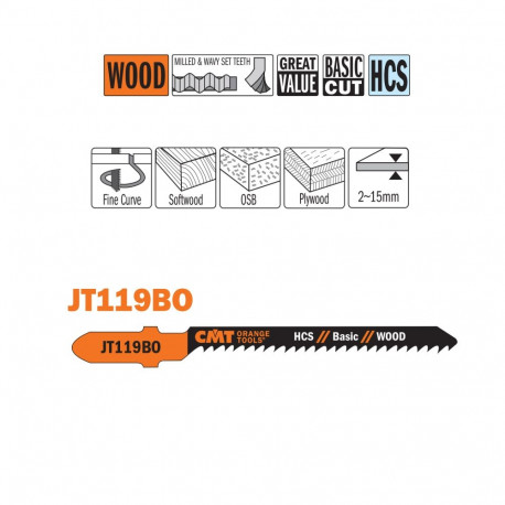 Tikksaelehed, 5 tk HCS 76x2x12TPI (WOOD/CURVE/)