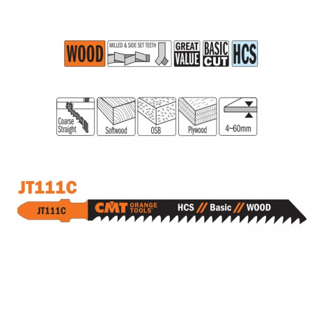 Tikksaelehed, 5 tk HCS 100x3x8 TPI (WOOD/STRAIGHT/COARSE)
