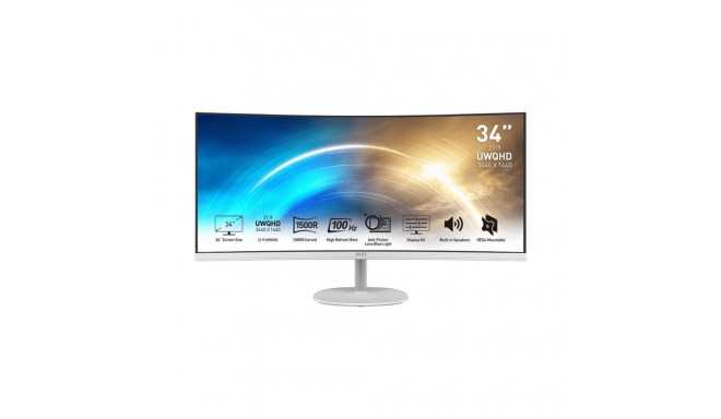 LCD Monitor|MSI|PRO MP341CQW|34"|Business/Curved/21 : 9|Panel VA|3440x1440|21:9|100Hz|Matte|4 ms|Spe