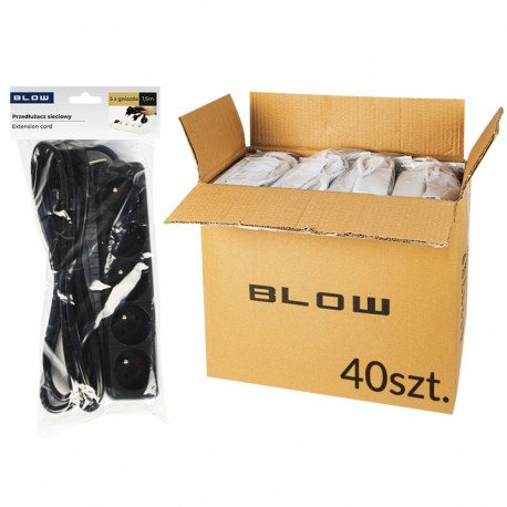 98-571# voolu pikendusjuhe pr-570p 5-pesaga maandusega 1,5m must 3x1,5m (40 tk.)