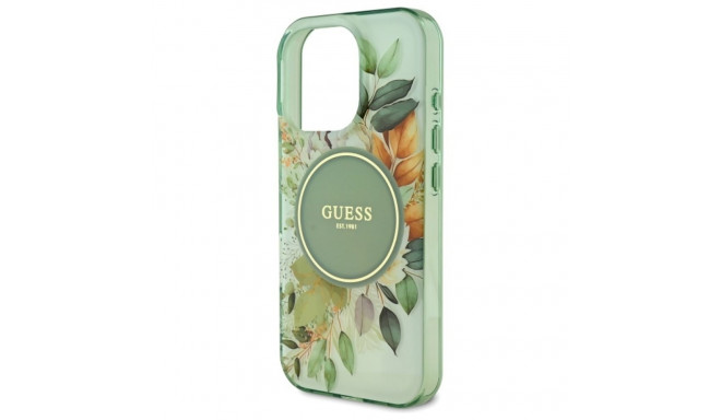Guess GUHMP16LHFWBDCEN iPhone 16 Pro 6.3" green hardcase IML Flower & Tonal Circle MagSafe