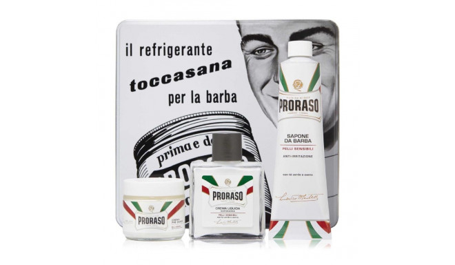 PRORASO TE VERDE JABÓN DE BARBA PIELES SENSIBLES 100ML + CREMA LIQUIDA 1U + CREMA PARA BARBA 1U