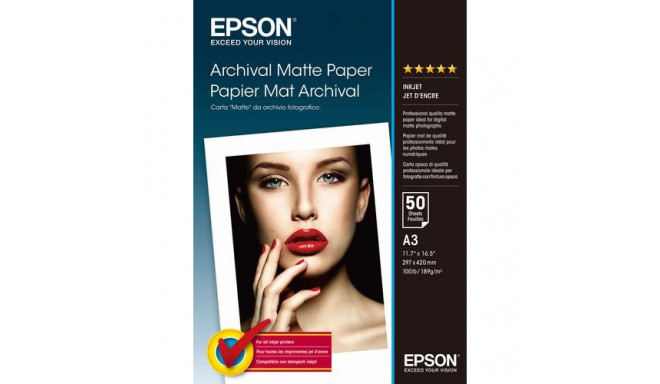 Epson Archival Matte Paper, DIN A3, 189g/m², 50 Sheets