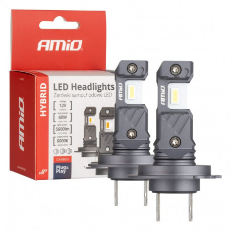 led-autopirnid seria hybrid h7 h18 6000k canbus 60w amio-04115