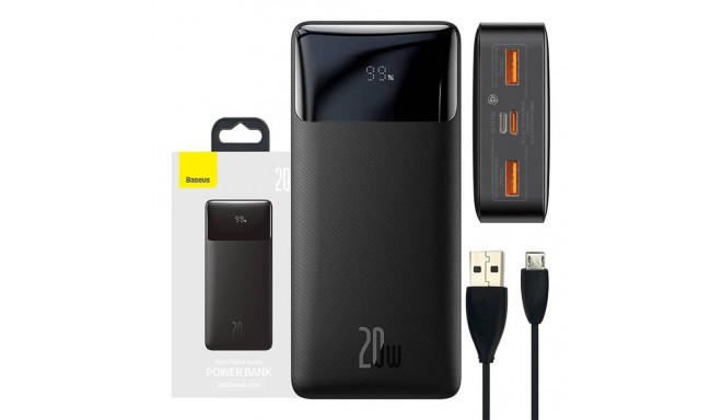 LiPo Powerbank 20000mAh 20W 3A 2xUSB, USB-C, must BIPOW BASEUS