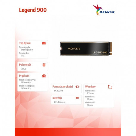 SSD-ketas Legend 900 512GB PCIe 4x4 6.2/2.3 GB/s M2