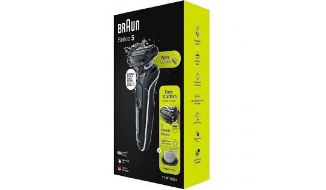 Braun Shaver 51-W1600s Operating time (max) 50 min, Wet&Dry, Black/White