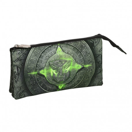 Kolme tõmblukuga pliiatsikarp Transformers Must 22 x 12 x 3 cm