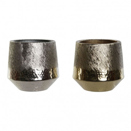 Lauakaunistus DKD Home Decor Kuldne Hõbedane Alumiinium 19 x 19 x 20 cm (2 Ühikut)