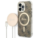 Set Guess GUBPP13LH4EACSW Case+ Charger iPhone 13 Pro brown/brown hard case 4G Print MagSafe
