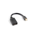 DISPLAYPORT MINI(M) 1.1->DISPLAYPORT(F) ADAPTER CABLE 10CM BLACK LANBERG