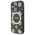 Guess GUHMP16LH4PYEEK iPhone 16 Pro 6.3" black/black hardcase IML Peony On 4G Background MagSafe