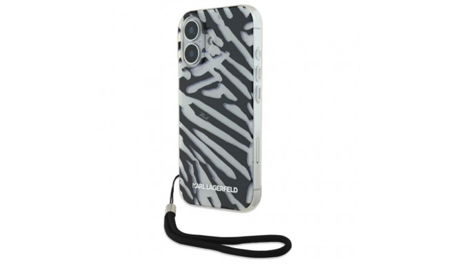 Karl Lagerfeld KLHCP16SHZBPKCCK iPhone 16 6.1" must kõvakaaneline IML sebramustriga ümbris ja pael