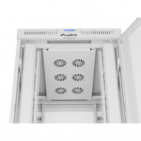 RACK CABINET 19" FREE-STANDING 27U/800X1000 (FLAT PACK) WITH MESH DOOR LCD GREY LANBERG