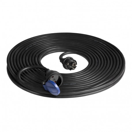 pritsmekindel töökoja pikendusjuhe IP44, 1x2P+Z 20m, õlikindel kummikaabel H07RN-F 3x1,5mm², 230VAC/