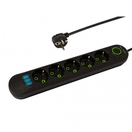 98-226# Przedłużacz sieciowy ps-520 5-gniazd 3xusb 2m czarny 3x1mm