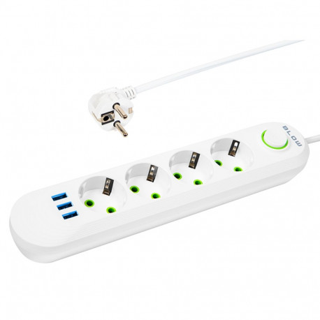 98-225# Przedłużacz sieciowy ps-450 4-gniazda 3xusb 5m biały 3x1mm