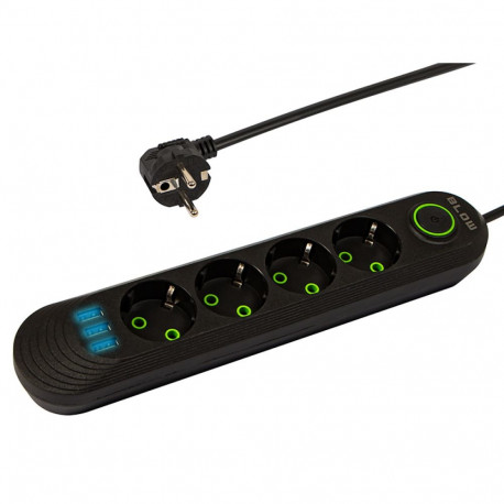 98-222# ps-450 4-pesaga 3xusb 5m must pikendusjuhe 3x1mm