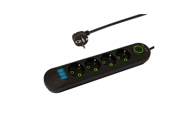 98-219# Przedłużacz sieciowy ps-420 4-gniazda 3xusb 2m czarny 3x1mm