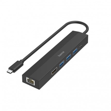 Port replikaator Hama USB-C Multiport Adapter 6-porti - 3xUSB-A/HDMI 4K@30Hz/USB-C USB3.2 Gen1 Power