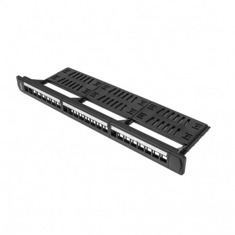 PATCH PANEL BLANK 24 PORT 1U WITH ORGANIZER FOR KEYSTONE MODULES BLACK LANBERG