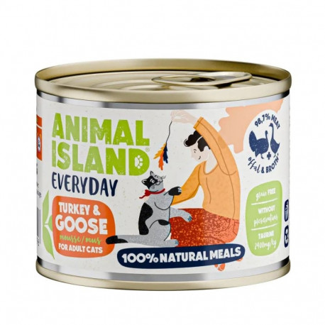ANIMAL ISLAND Everyday kalkuni ja hanega märg kassitoit 200g