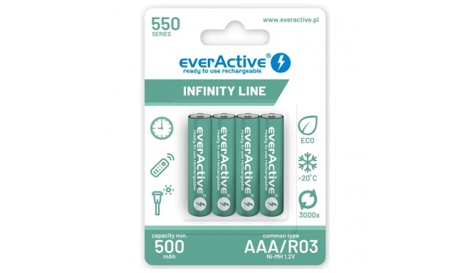 Laetavad patareid everActive Ni-MH R03 AAA 550 mAh Infinity Line