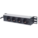 Intellinet 10" 1U Rackmount 4-Way Power Strip - German Type", With Power Indicator, No Surge Protect