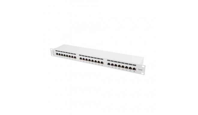 PATCH PANEL 24 PORT 1U 19" CAT.6 FTP WITH CABLE ORGANIZER SHIELDED GREY LANBERG