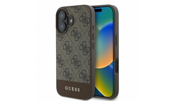 Guess 4G Bottom Stripe iPhone 16 Case - Brown