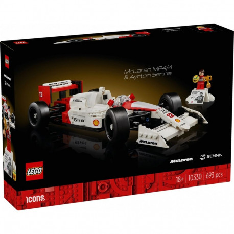The LEGO Icons 10330 McLaren MP4/4 & Ayrton Senna is a highly detailed replica set 