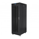 Standing rack cabinet 19 inches 27U 800x1200 black perforated door LCD FLAT PACK