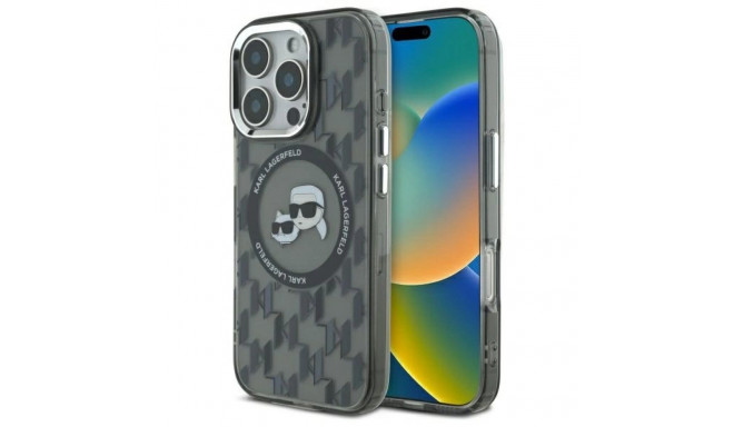 Karl Lagerfeld IML Monogram Karl & Choupette Head MagSafe iPhone 16 Pro Case - Black