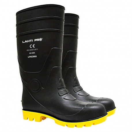 meeste must-kollased kõrged PVC kalossid, O4 FO, "46", CE, lahti