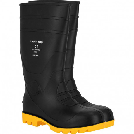 Kalosze męsk. czarno-żółte wysokie, pvc, o4 fo,"40",ce,lahti