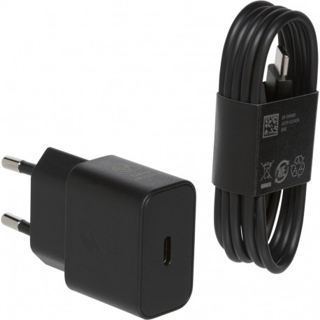 Samsung 25W USB-C GaN -verkkovirtalaturi ja USB-C-USB-C-kaapeli, musta