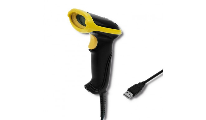 Qoltec 50867 barcode reader Handheld bar code reader 1D/2D Laser Black, Yellow