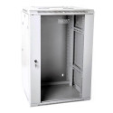 Wall-mounted network cabinet 19" 18U rack 600x600, door glass, gray, split, folded, 60kg