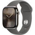 "Apple Watch Series 10 GPS + Cellular 42mm Natural Titanium Case with Stone Grey Sport Band - S/M"