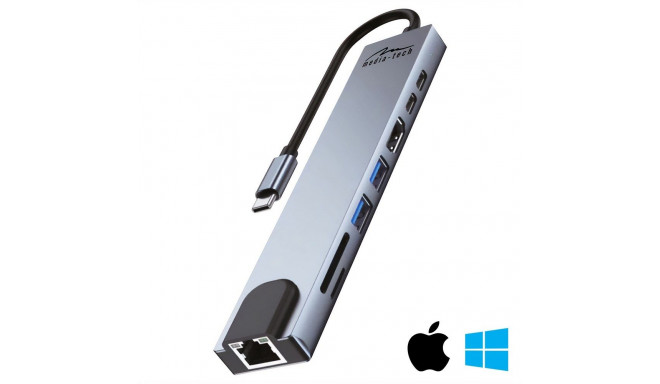 MEDIA-TECH USB HUB 8 IN 1 GIGA LAN HUB MT5046