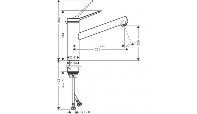Sink faucet Hansgrohe Zesis M33, 74802800, stainless steel