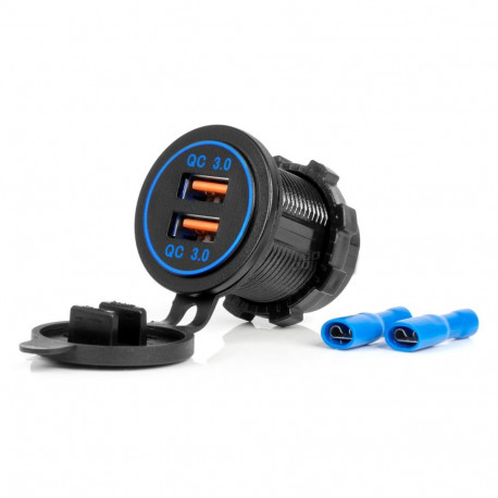Veekindel autolaadija usb-pesadega 2xusb qc3.0 12v 24v amio-04218