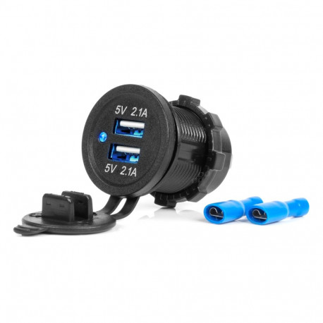 Veekindel autolaadija usb-pesadega 4.2a 2xusb 12v 24v amio-04217