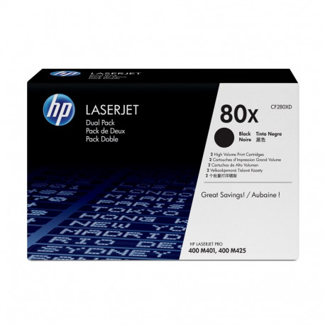 HP 80X 2-pack suure tootlikkusega must originaal LaserJet toonerikassetid