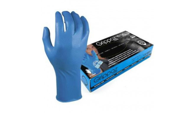 Disposable nitrile gloves M-Safe Grippaz 306B, 300mm long, 0,15mm thick, blue, 50pcs box, size 8/M