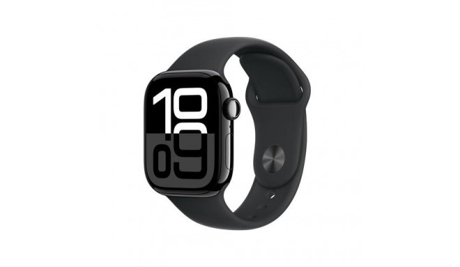 Apple Watch Series 10 GPS + Cellular 42mm Jet Black Aluminium Case with Black Sport Band - M/L