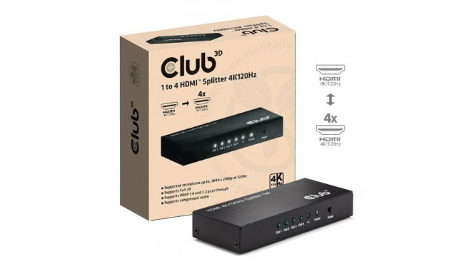 CLUB3D 1 to 4 HDMI™ Splitter 4K120Hz