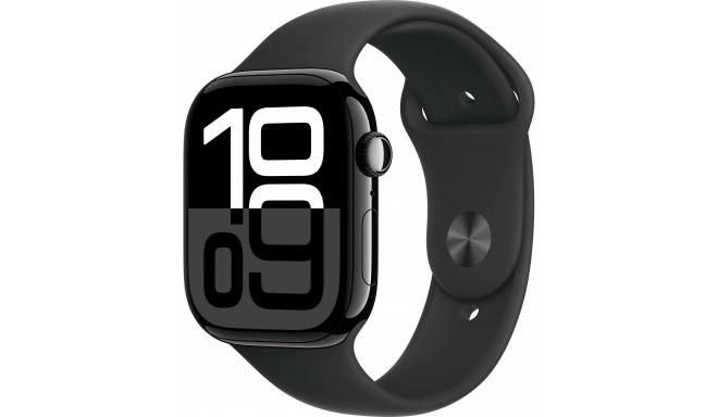 Apple Watch 10 GPS 46 мм Sport Band S/M, jet black/black (MWWP3ET/A)