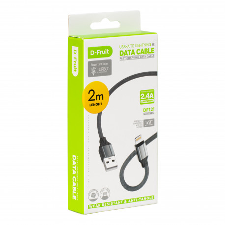 D-Fruit cable USB-A - Lightning DF121 2m, grey